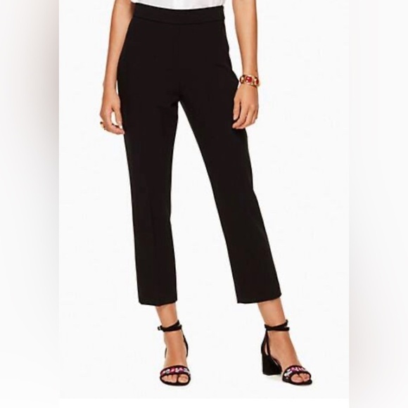 NWT Kate Spade Polished cigarette Black Pant Size 0 - Picture 1 of 8